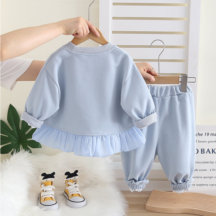2-Piece Kids Light Blue Outfit with Heart & Bunny Detail (1-5 Years)